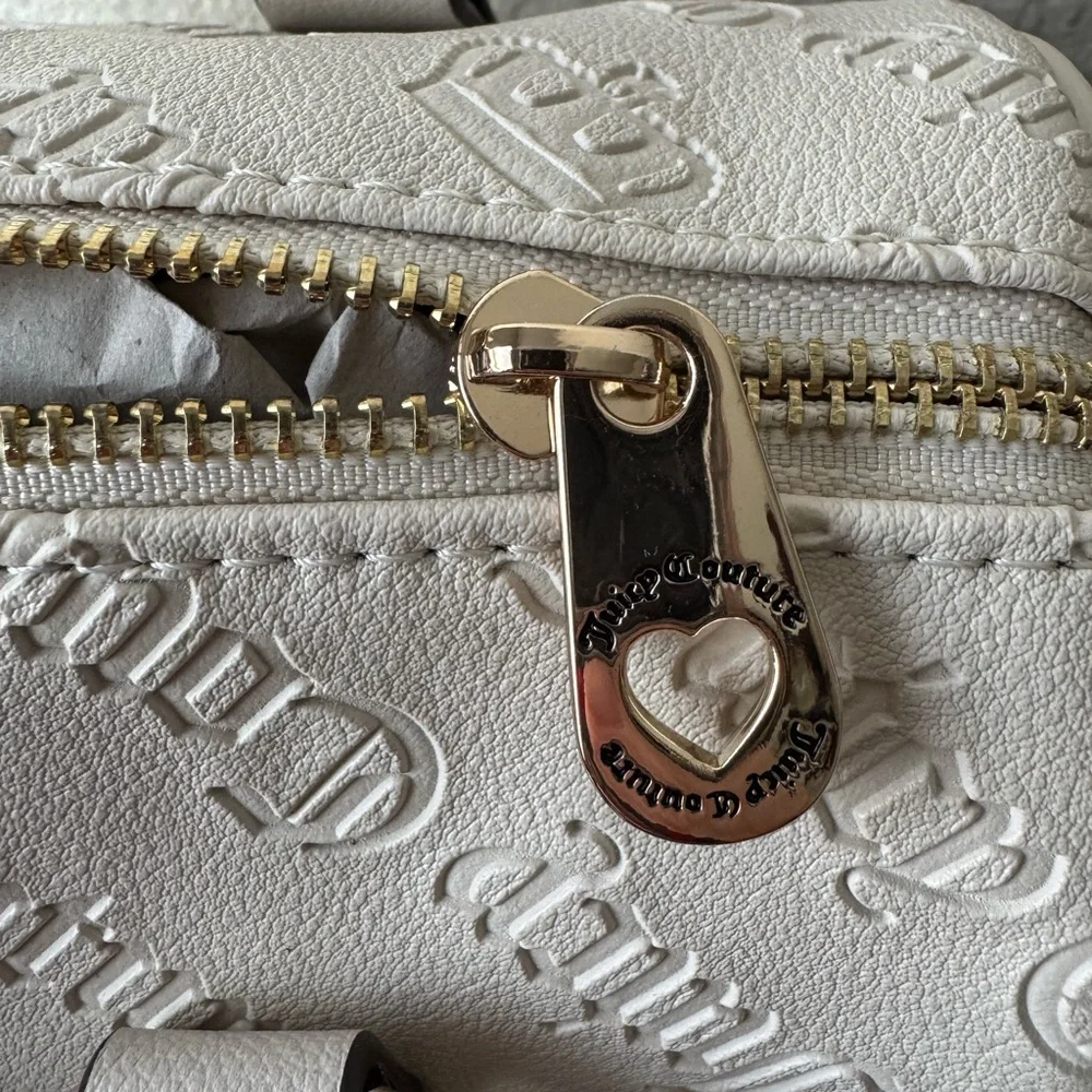 NWT Juicy Couture Tan/Beige Embossed Satchel with Shoulder Strap